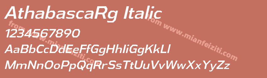 AthabascaRg Italic字体预览