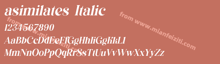 asimilates Italic字体预览