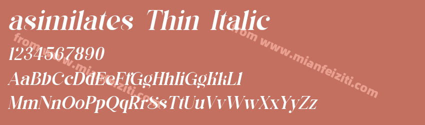 asimilates Thin Italic字体预览