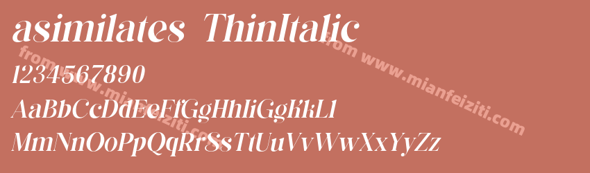 asimilates ThinItalic字体预览