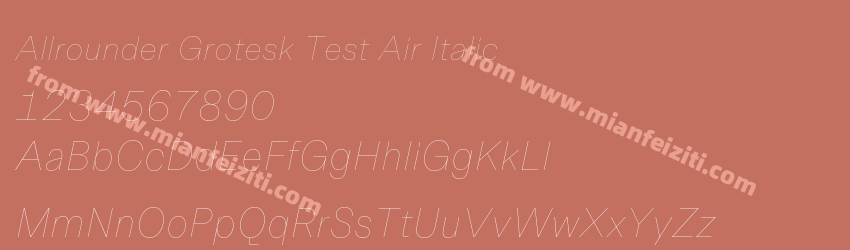 Allrounder Grotesk Test Air Italic字体预览