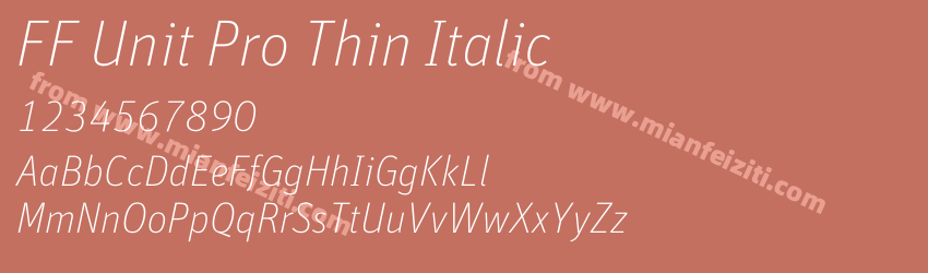 FF Unit Pro Thin Italic预览图1