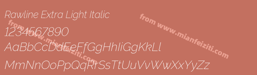 Rawline Extra Light Italic预览图1