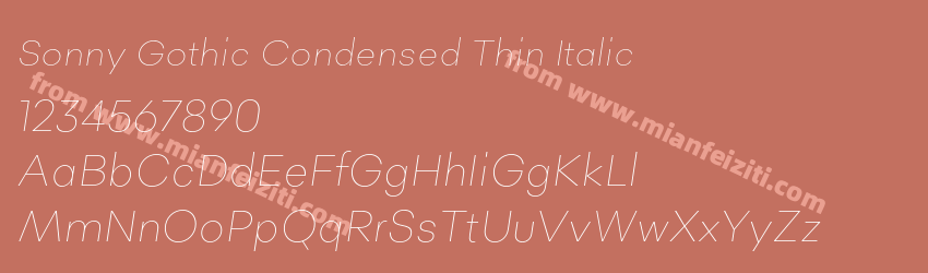 Sonny Gothic Condensed Thin Italic预览图1