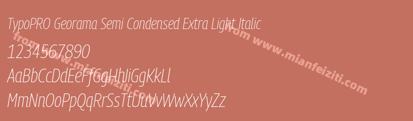TypoPRO Georama Semi Condensed Extra Light Italic预览图1