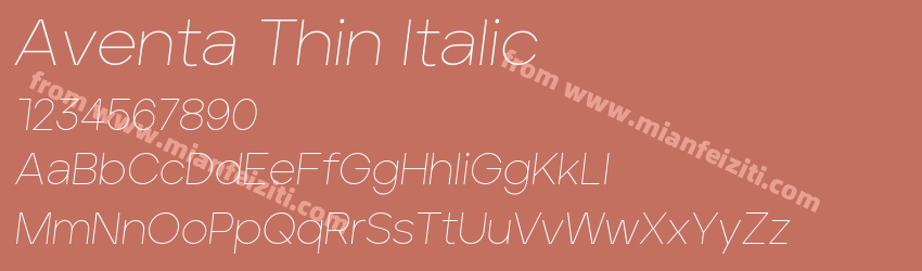 Aventa Thin Italic预览图1