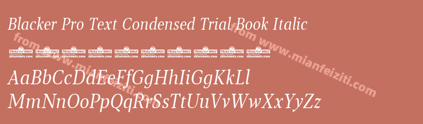 Blacker Pro Text Condensed Trial Book Italic预览图1