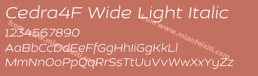 Cedra4F Wide Light Italic预览图1