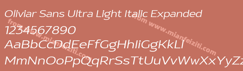 Oliviar Sans Ultra Light Italic Expanded预览图1