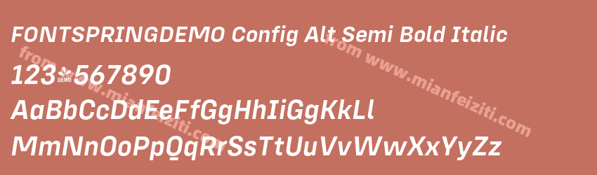 FONTSPRINGDEMO Config Alt Semi Bold Italic预览图1