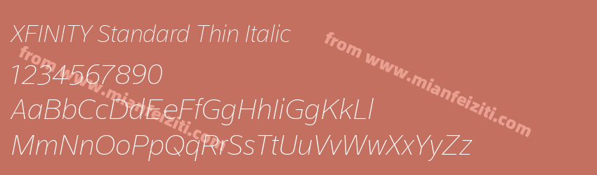 XFINITY Standard Thin Italic预览图1