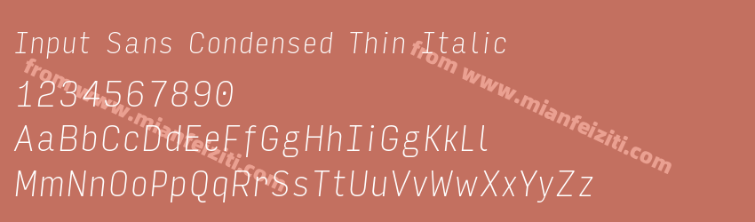 Input Sans Condensed Thin Italic预览图1