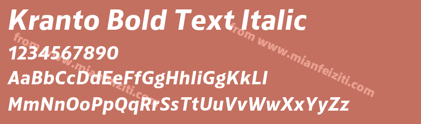 Kranto Bold Text Italic预览图1