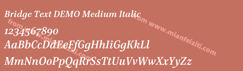 Bridge Text DEMO Medium Italic预览图1