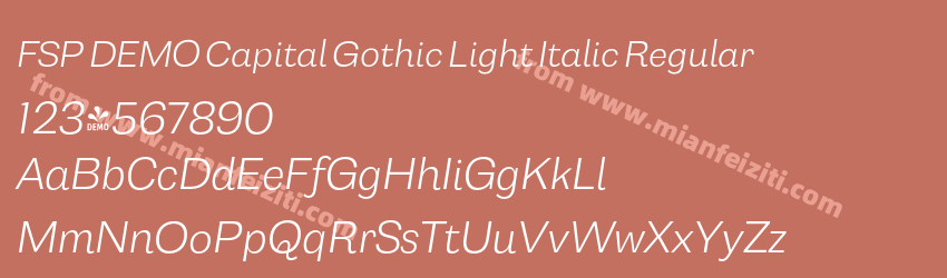 FSP DEMO Capital Gothic Light Italic Regular预览图1