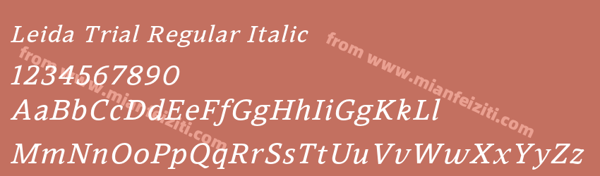Leida Trial Regular Italic预览图1 Leida Trial Regular Italic预览图1