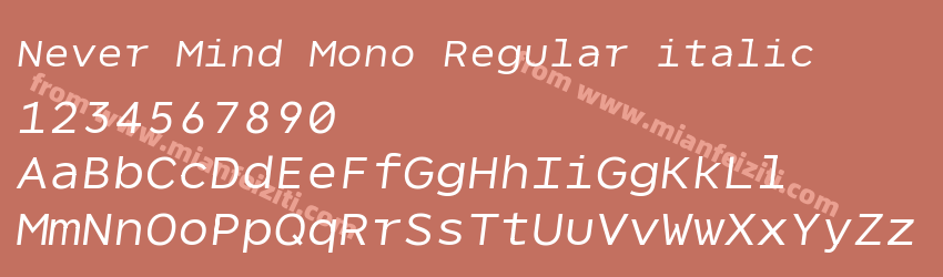 Never Mind Mono Regular italic预览图1