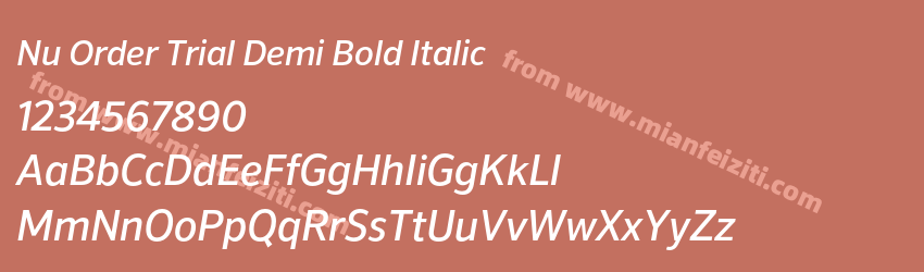Nu Order Trial Demi Bold Italic预览图1