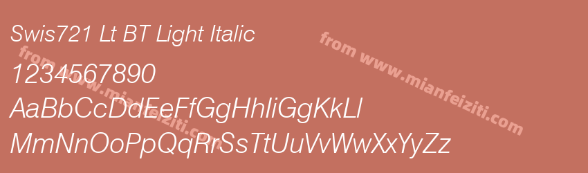 Swis721 Lt BT Light Italic预览图1