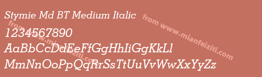 Stymie Md BT Medium Italic预览图1