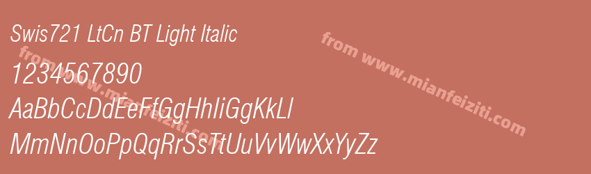 Swiss721BT Light Condensed Italic预览图1