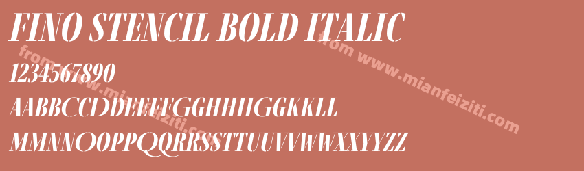 Fino Stencil Bold Italic预览图1 Fino Stencil Bold Italic预览图1
