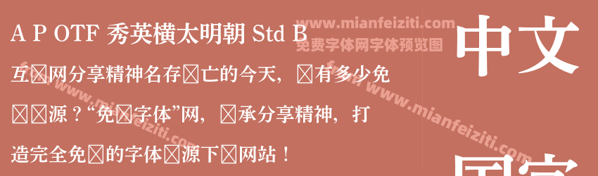 A P OTF 秀英横太明朝 Std B预览图1
