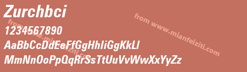 Zurich Bold Condensed Italic BT预览图1