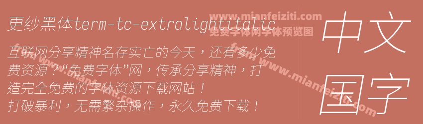 更纱黑体term-tc-extralightitalic预览图1