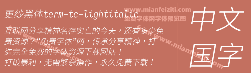 更纱黑体term-tc-lightitalic预览图1