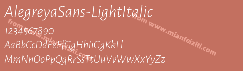 AlegreyaSans-LightItalic字体预览