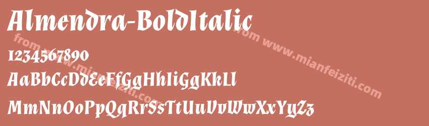 Almendra-BoldItalic字体预览