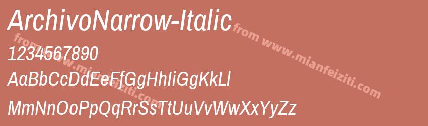 ArchivoNarrow-Italic字体预览