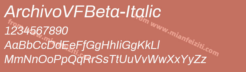 ArchivoVFBeta-Italic字体预览