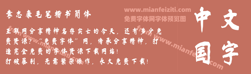 袁志康毛笔楷书简体预览图1