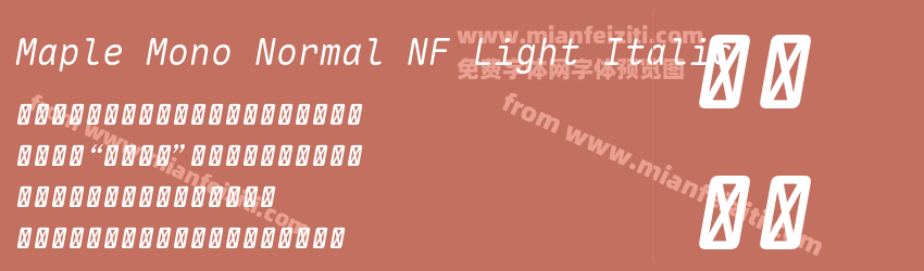 Maple Mono Normal NF Light Italic预览图1