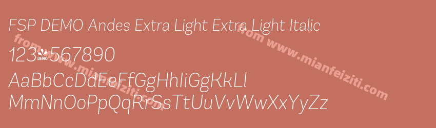 FSP DEMO Andes Extra Light Extra Light Italic预览图1