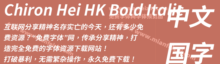 Chiron Hei HK Bold Italic预览图1