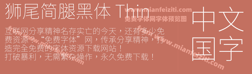 獅尾簡腿黑體 Thin预览图1