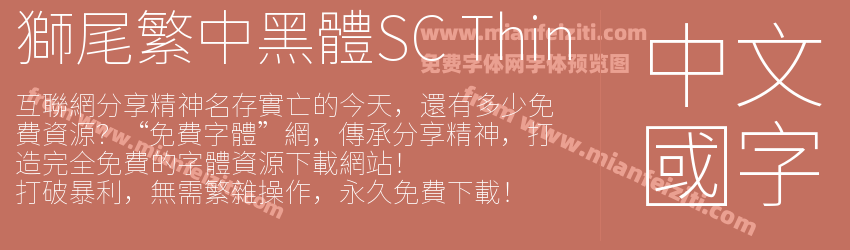 獅尾繁中黑體SC Thin预览图1