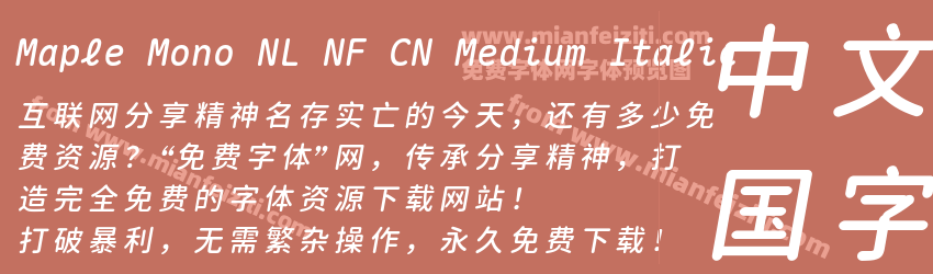Maple Mono NL NF CN Medium Italic预览图1