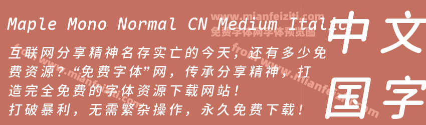 Maple Mono Normal CN Medium Italic预览图1