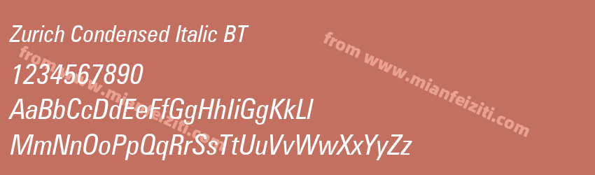 Zurich Condensed Italic BT预览图1