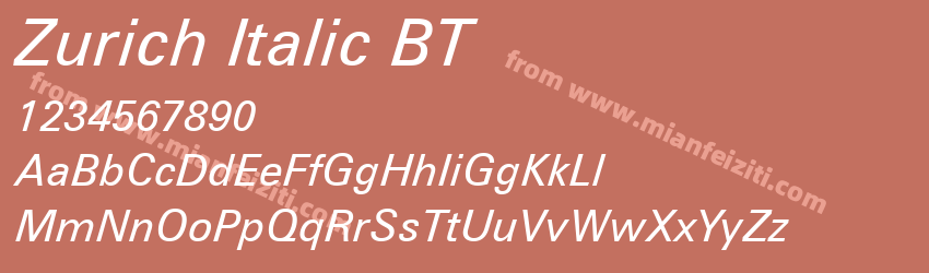 Zurich Italic BT预览图1