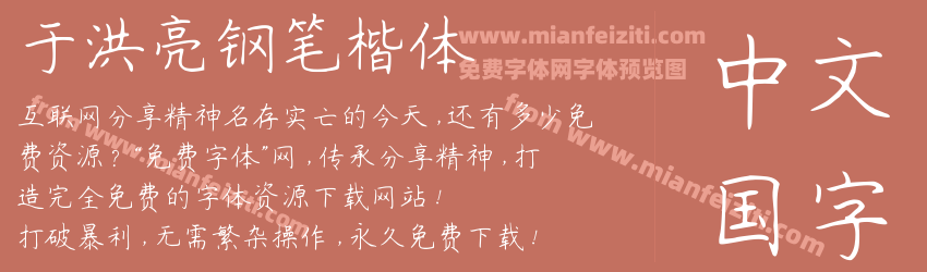 于洪亮钢笔楷体预览图1