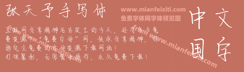张天予手写体预览图1