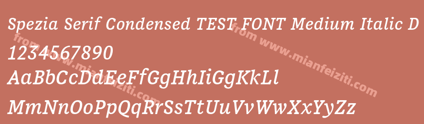 Spezia Serif Condensed TEST FONT Medium Italic D预览图1