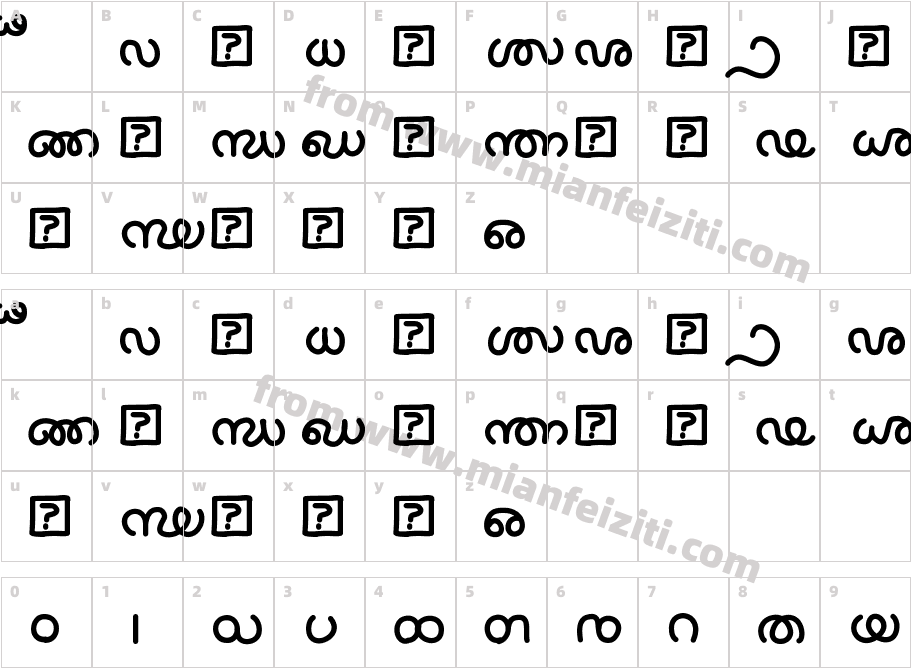 Curvy Conlang Sans字体映射图