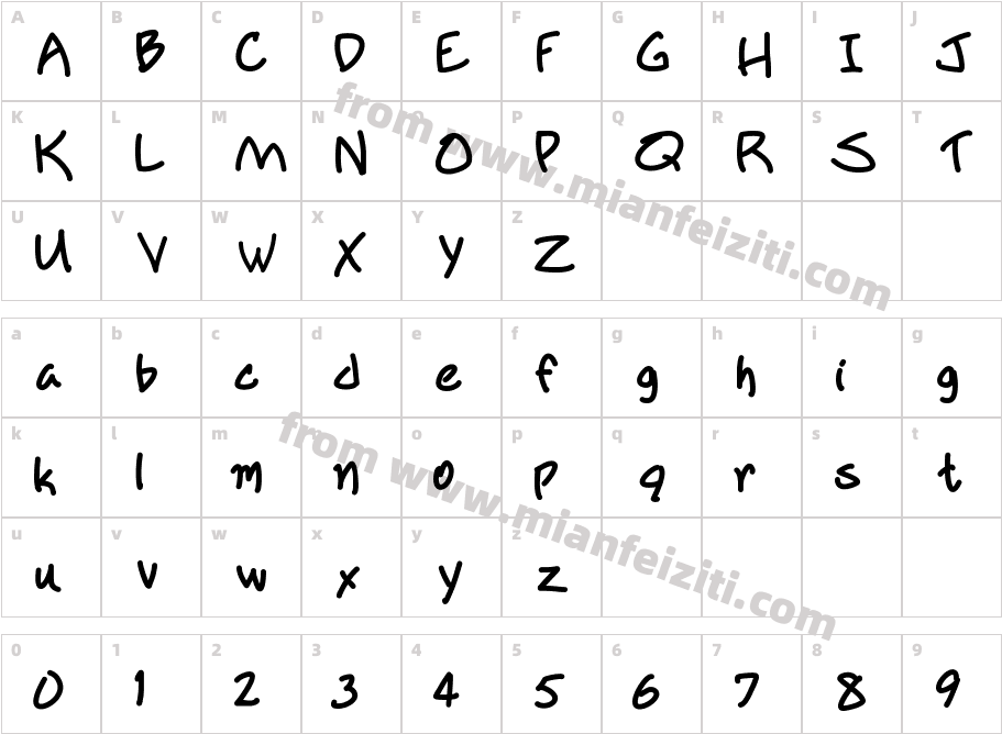 Hand Script5字体映射图