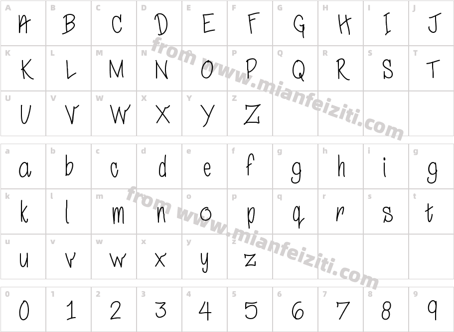 Handwriting Test字体映射图